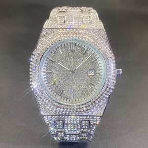 Montre en quartz lumineuse <span class=keywords><strong>Glam</strong></span> Cubazation compatible avec bracelet Cuban Link, strass avec calendrier de date - Product Image 2