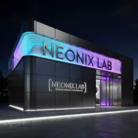 Enseigne de magasin personnalisée à lettres rétroéclairées écoénergétiques avec logo dynamique en métal 3D en acier inoxydable à halo lumineux pour la publicité en vitrine