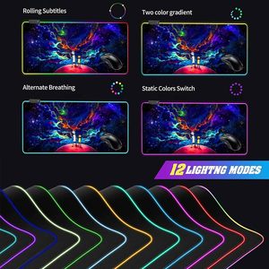 Custom XXL RGB Night Sky Space Stars,12 Light Modes-Non-Slip Rubber Base Mousepad-Textured Cloth-Long Glowing <strong>Laptop</strong> Desk Pad - Product Image 6