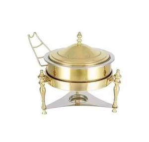 Vente chaude Élégant Rond Plaqué Or À La Main En Métal Casserole Service Ware pour Restaurants Traiteur et Buffets - Product Image 5