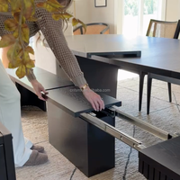 Table transformable moderne de style nordique extensible jusqu'à 300 cm + banc + 5 chaises, ensemble salle à manger, table et chaises pour la maison
