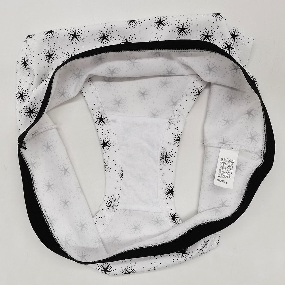 12 Pack Cotton Women Panties Breathable Star Print Mid Rise Briefs Soft Comfort Underwear for Girls One Dozen Wholesale Lingerie