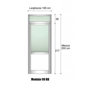 Parete Divisoria Modulare Continua in Alluminio e Vetro Bianco Puro H2550xl1000 mm per Esterni con Porta in Bachelite Opalina - Product Image 1