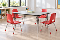 Ensemble table et chaises d'école pour maternelle, rectangulaire moderne, multicolore, optionnel, structure en métal et bois, empilable, mobile, hauteur réglable