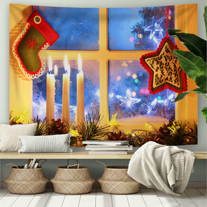 Tapisserie de cheminée de Noël, toile de fond européenne pour décorations de fêtes, décoration murale pour fêtes - Product Image 5