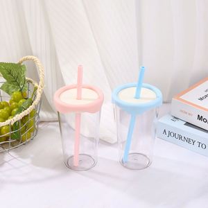 <b>Reusable</b> Tritan 500ml Straw <b>Cup</b> Portable Lightweight Travel Coffee Juice Drinking Bottle Outdoor Fitness Daily Drink <b>Cup</b> - Product Image 4