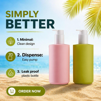 Bouteille en plastique souple de 450 ml pour soins personnels, emballage cosmétique, flacon de voyage pour lotion, personnalisable, vente en gros