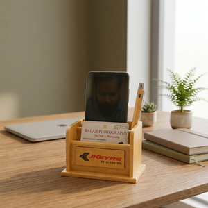 Support de stylo de bureau personnalisé LuxeWood avec impression pour Thanksgiving - Product Image 5