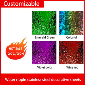 Panneaux muraux d'art en métal couleur PVD gaufrage décoratif miroir d'ondulation de l'eau feuille d'acier inoxydable - Product Image 6