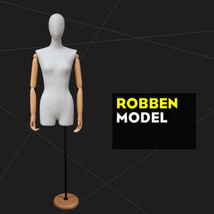 Luoben หุ่นไฟเบอร์กลาสโชว์เครื่องแต่งกายตัวบนสำหรับผู้หญิงพร้อมชุดเดรสแบบถอดได้แขนและหัวทำจากไม้ - Product Image 6