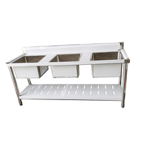 Évier de cuisine commercial modulaire en acier inoxydable 201/304, haute capacité, résistant à la corrosion, revêtement autonettoyant