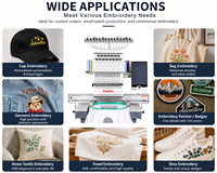 Machine à broder informatisée professionnelle à tête unique 15 aiguilles pour casquettes, chapeaux, t-shirts, sweats à capuche et vêtements, pour usage domestique, facile à utiliser, en stock aux États-Unis