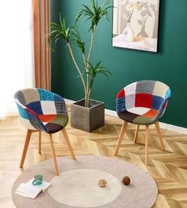 <span class=keywords><strong>Fauteuil</strong></span> rétro moderne avec blocage des couleurs chaise de salon vintage pour la maison bureau chambre bar extérieur pieds en <span class=keywords><strong>bois</strong></span> rangement en tissu - Product Image 4