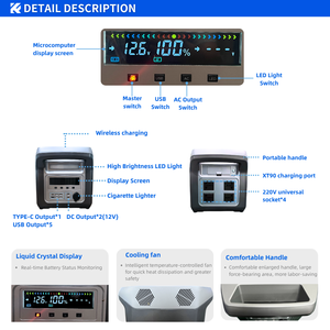 휴대용 12.8V 25.6V 발전소 1000W 1500W 2000W 3000W 손전등 및 점프 스타터 비상 전원 - Product Image 3