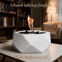 Cheminée de table en ciment à combustion propre, à flamme réelle, au bioéthanol, écologique, pour patio et jardin