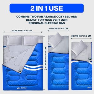 Double sacs de couchage pour adultes, sac de couchage adulte 2 personnes sacs de couchage pour camping couple deux personnes <span class=keywords><strong>Sleepin</strong></span> - Product Image 2