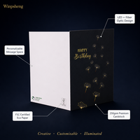 Carte d'anniversaire WINPSHENG avec lumière LED, fibre optique, pissenlit, cartes de vœux modernes pour anniversaire