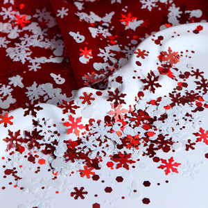 Vente flash - Décoration pour ongles - Paillettes holographiques mélangées rouge et blanc en forme de flocons de neige pour la décoration des ongles de Noël - Product Image 3