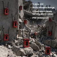 Monitor Gempa Gempet Ganda, Pemantau Runtuh Bangunan Perkotaan XYZ, Inclinometer, Accelerometer, IP66, Pemasangan Magnetik, Penyelamatan, Peringatan Dini