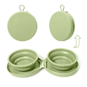 BPA livre silicone bacias do cão para viagens fácil tendo dobrável tigela dupla - Product Image 6