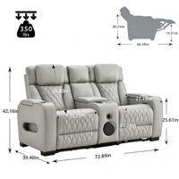 Canapé de cinéma électrique inclinable avec massage, deux places, en cuir véritable, design moderne, chargeur sans fil, pour utilisation dans les centres commerciaux et les hôtels