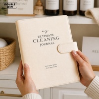 Organiseur de maison minimaliste A5 personnalisé en cuir PU beige avec boucle magnétique et porte-stylo