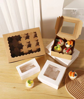 Boîte à cupcakes en papier de qualité alimentaire avec logo personnalisé - Noël avec doublure intérieure (2/4/6/12 trous) - Mini boîte à cupcakes
