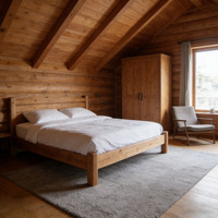 Ensemble complet de design d'intérieur de maison en bois de style nordique, villa en bois massif, salon, chambre, cuisine, personnalisable
