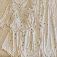 Ensemble de pyjama 2 pièces personnalisé pour femmes, imprimé floral, col en dentelle, haut à manches longues et pantalon, vêtements de nuit doux