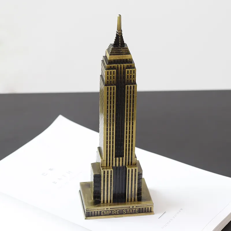 Creatieve Architectonisch Model Decoratie Rustieke Home Decor Metalen Mini Empire State Building Antieke Imitatie Ambachten