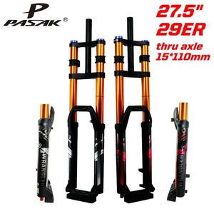 Fourche de <span class=keywords><strong>VTT</strong></span> DH 3.0IN avec <span class=keywords><strong>suspension</strong></span> à air, amortissement à l'huile et réglage du rebond, pour pneus 27.5 et 29ER, axe 110*15MM, en alliage - Product Image 3
