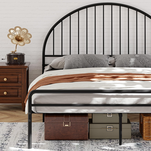 <span class=keywords><strong>Lit</strong></span> <span class=keywords><strong>en</strong></span> métal moderne robuste, <span class=keywords><strong>lit</strong></span> plateforme taille double avec tête <span class=keywords><strong>de</strong></span> <span class=keywords><strong>lit</strong></span> à motif flèche pour la maison, l'école, l'hôtel ou l'appartement - Product Image 5