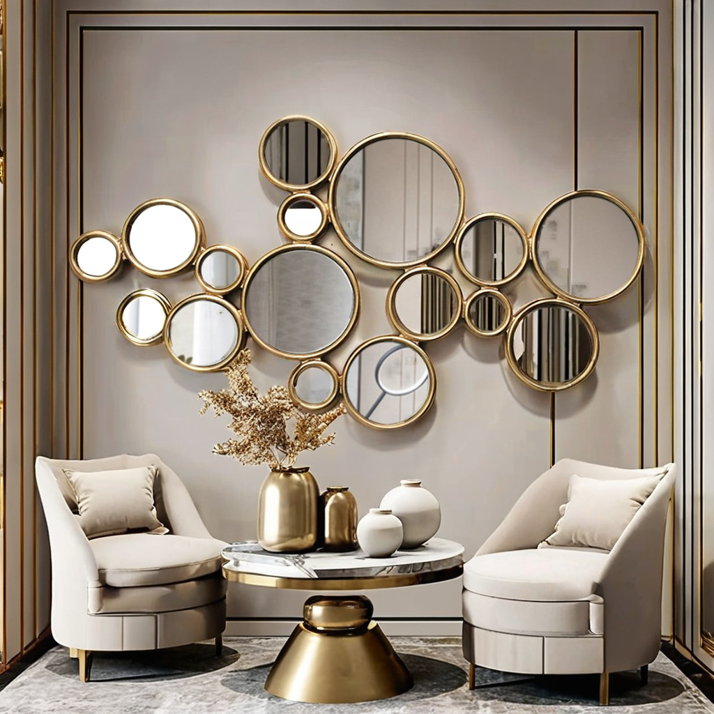 Customized Modern Glass Wall Mirrors Art Deco Home Decorative Hanging for Living Room Furniture Wall Mirrors · image 4