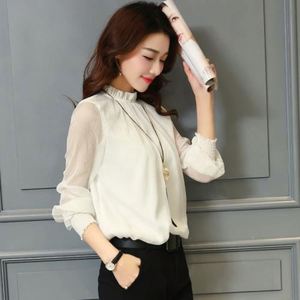 Blusa de Chiffon Nova para Mulheres, Camisas de Trabalho de Manga Longa com Gola Alta, Blusas Elegantes Casuais para Mulheres em Tamanhos Grandes - Product Image 4