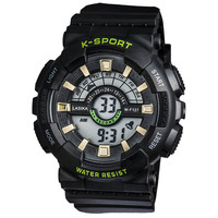 LASIKA W-F127 K-Sport Jam Tangan Digital Dial 24 Jam Aksen Emas Tahan Air 3BAR Lampu Latar LED Alarm Stopwatch Kualitas Tinggi