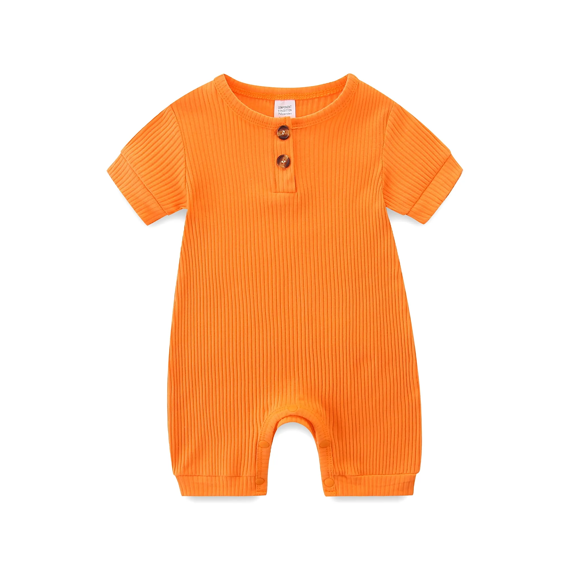 Offre Spéciale bébé vêtements été enfants couleur unie strie body pour 0-12 mois nouveau-né haute qualité enfants à manches courtes barboteuse