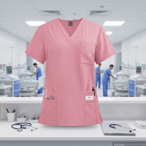 Uniformes de Enfermería de Alta Gama Personalizados para Mujer, Uniformes Médicos de Hospital, Uniformes de Poliéster y Elastano con Bolsillo en el Pecho, Conjunto de Enfermera con Bordado - Product Image 1