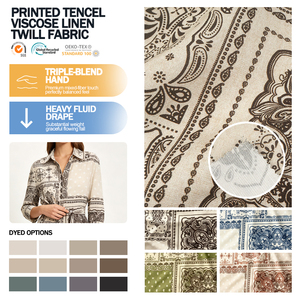 Tissu sergé en mélange de lyocell, viscose et lin, imprimé et tissé sur mesure, de qualité supérieure, pour chemises - Product Image 1