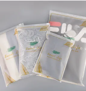Logotipo impreso personalizado esmerilado claro embalaje de plástico con cremallera bolsa de ropa