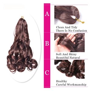 22-Inch <strong>Dark</strong> Brown French Curly <strong>Braids</strong> Pre-Stretched Bouncy Loose Wavy Crochet Hair Extensions Synthetic Boho Box <strong>Braids</strong> - Product Image 4