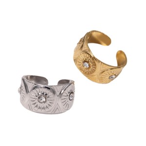 Anillo de acero inoxidable superventas transfronterizo, chapado en oro de 18K, resistente a la decoloración con detalles, diseño de ojo de diablo, titanio - Product Image 5