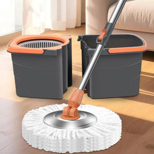 ชุดม็อบทำความสะอาดพื้นพายุไซโคลนและถัง360สปินพร้อมประแจล้อใหญ่สำหรับทำความสะอาดบ้าน - Product Image 4