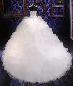 Vestido de novia personalizado de lujo de gama alta, nuevo estilo, Princesa, perla, sin tirantes, grande