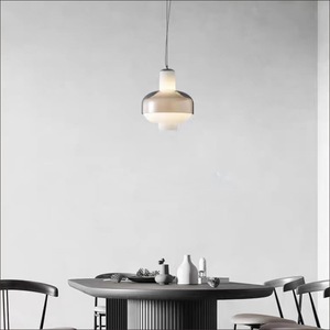 Postmodern Minimalist Glass Pendant Light Cream-Style Nordic for <b>Study</b> Bedroom Guest Room Entryway Dining Room-Middle Sized <b>Lamp</b> - Product Image 3