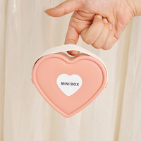 Boîte de rangement cosmétique en plastique à double pont pour fille rose avec coeur maquillage miroir affichage boîte de collier