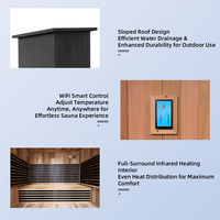 Ruang Sauna Luar Ruangan Mewah dengan Lampu LED Multiwarna, Kabin Sauna Inframerah Kayu untuk Rumah, Taman, Halaman Belakang, Vila