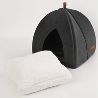 2024 nouveau design luxe sommeil profond igloo chat lit pliable lit pour animaux de compagnie pliable noir canapé chien chats grotte lit pour animal de compagnie voyage en plein air