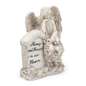 Sempre Forever Hearts Angel LED 9x7 pollici resina Outdoor Garden Bereavement Statue - Product Image 2