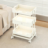 Chariot de Salon Moderne Blanc à 3 Niveaux avec Tiroir, Chariot Utilitaire Professionnel à Roulettes pour Salon de Beauté, Spa et Centre de Gestion Cutanée