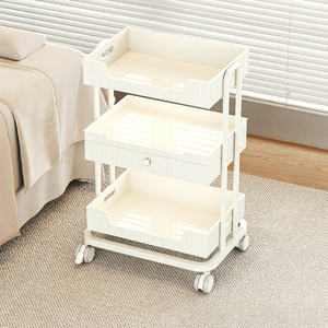 Carrello da Salone Moderno Bianco a 3 Ripiani con Cassetto, Carrello Professionale su Ruote per Saloni di Bellezza, Spa e Centri Estetici - Product Image 6